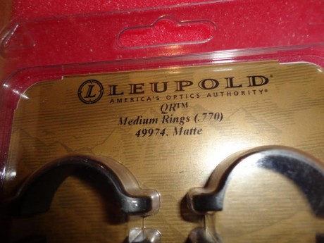 Vendo anillas Leupold QR medias, tubo 1", nuevas a estrenar, referencia Leupold 49974.  20 € + gastos 01
