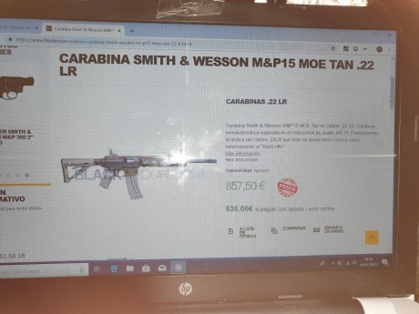 Hola, en venta carabina Smith & Weesson calibre 22
Esta impoluta y comprada por mi en Top Gun a estrenar
Incluidos 11