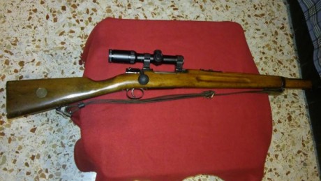 De nuevo en venta magnífico Carl Gustaf calibre 6.50x55, provisto de visor de 4 aumentos y correa original. 01