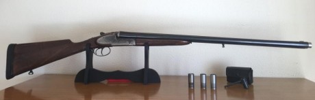 Vendo escopeta plana marca ZH ( Zabala Hermanos)
Paralela, expulsora, largo de cañón 68 cm, 5 boquillas 02