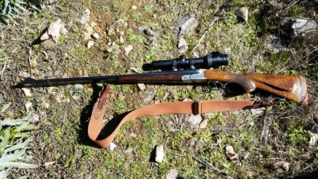 Vendo este rifle con dos gatillos, extractor, pelo en el cañón derecho, regulable y con montura para visor. 01