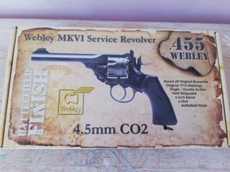 Vendo revólver Webley MK VI Battlefield nuevo sin usar en su caja original. 
Me lo regalaron y no lo he 11