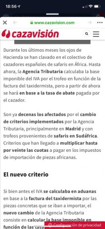 Supongo que con la falsa excusa de que de safari solo van los ricos o muy ricos, ahora hacienda los quiere 00