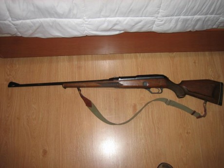 Hola.  Rifle semiautomático, es el de cañón largo con freno de boca calibre 30/06, dos cargadores de 2 01