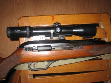 Hola.  Rifle semiautomático, es el de cañón largo con freno de boca calibre 30/06, dos cargadores de 2 20