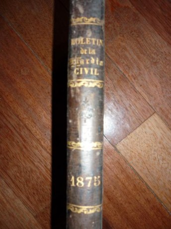 Antiguo boletin de la Guardia Civil, año 1875, con anotaciones manuscritas de la epoca, completo y en 02