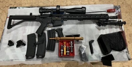 Buenas vendo ar-15 del 222 rem con mira telescópica bushnell elite de 4,5-30x50 y tubo de 30 mm y anillas 00