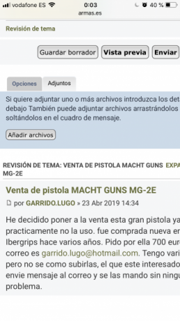 He decidido poner a la venta esta gran pistola ya que practicamente no la uso. fue comprada nueva en Ibergrips 10