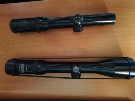 Un amigo vende estos dos visores, uno es un 1,5 a 6 x 42 con carril s&b y el otro un 1/4 a 4 sin campana 02
