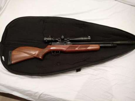 Vendo Gamo Coyote Whisper calibre 5,5. Está en muy buen estado. Ideal para iniciarse con los PCPs. Incluye 00