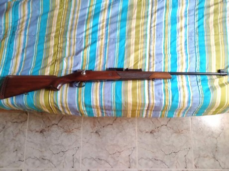 Vendo rifle de cerrojo Máuser calibre 8x57, con base, culata canadiense, en perfectas condiciones. 350€, 02