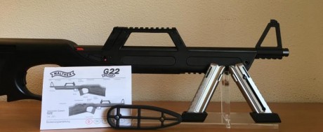 Vendo carabina  WALTHER G22 
Calibre 22 l.r.
2 cargadores (10 tiros), Prolongador de culata y llaves.
Accesorios 00