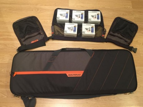 Escopeta repetidora Lanber:
-Cañon 71cm 
-Choque Fijo 3* 
-(Capacidad 3 cartuchos según ley) 

Extras: 30