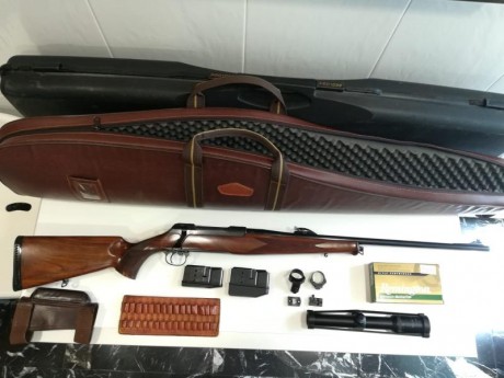 Se vende Sauer 200 de cerrojo, 7mm Rem Mag, (una joya, agrupación perfecta).
Va acompañado de:
· doble 02