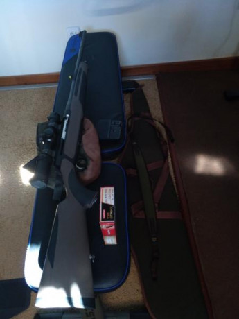 Se vende rifle Sauer 303 xt calibre 300 wm, color marrón, con el suplemento del cañón de 56 cm (las monturas 02