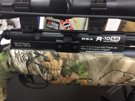 Buenos días, vendo este equipo sin uso con garantia todavía,
PCP BSA R10 Realtree XTRA del cal 4,5(1167eur), 02