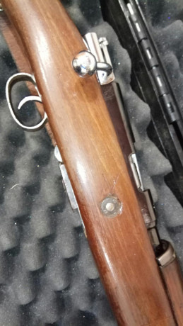 Carabina destroyer calibre 9mm parabellum, con dos clases diferentes de alimentación, cargador largo con 00