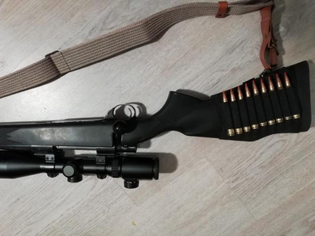 Buenas.
Vendo
Rifle Smith Wesson modelo 1500
Calibre.....300 Win Mag
Cañon 63 cm
Mira Sutter... 1,5-6X42 01