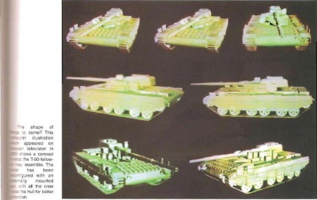 Puede ser simplemente una idea de mas, ha salido en la TV rusa, basado en el T-72 y T-90.

Un carro sin 00