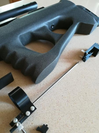 Culata bullpup para FX Streamline con acabado gris rugoso, con "linkage" lo gatillo, "cheek 01