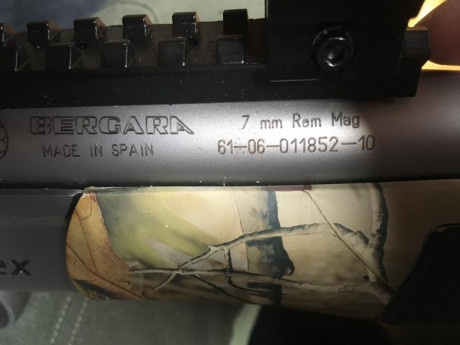 Vendo Bergara Apex calibre 7 mm R.M. 
Precio 600€ negociables.
En buen estado
Tel 636 59 82 98 01