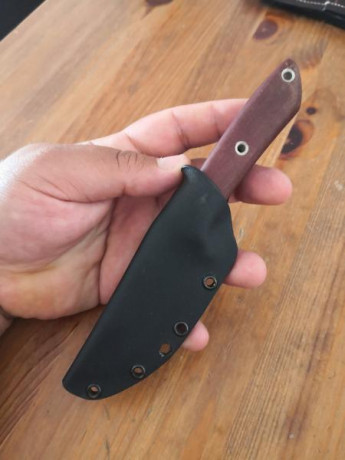 Cuchillo realizado en acero N690 muy pequeño y ligero micarta marrón un 7 cm de hoja y 3 mm de espesor 01