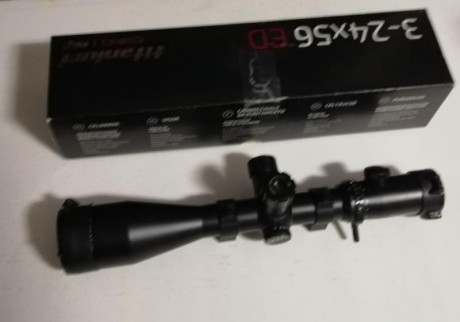 Visor DELTA OPTICAL Titanium ED 3-24x56 con torretas tácticas OLT especial para caza y tiro de alta precisión 01
