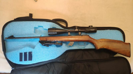 Vendo carabina CBC Impala 122 del 22LR por 190,00€, bípode, cargador curvo 9+1, rosca, funda a medida 00