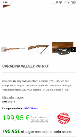 Hola

¿Alguien podría recomendarme una escopeta de muelle o piston y balines (gr) del calibre 6,35 para 10