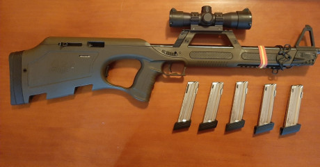 Se vende carabina Walther G-22 con punto rojo y 5 cargadores + láser,  250 € + portes
La carabina se encuentra 00
