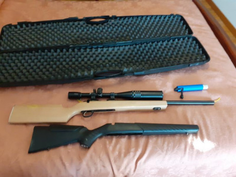 Vendo carabina del 22 modelo Sako Quad con visor WEABER T36 y una culata de madera para BR-50.
Pido 1400 12