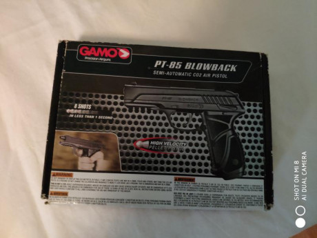 Hola

Vendo gamo pt-85 blowback calibre 4,5 con cargador rotativo multitiro en su caja original
Con poco 11