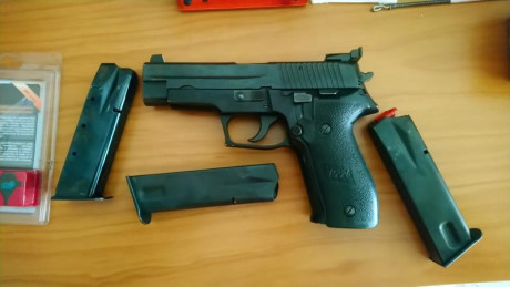 Vendo Sig Sauer P226 en calibre 9 Pb.
2 cargadores originales y uno Mecgar
Alzas originales y unas graduables 02