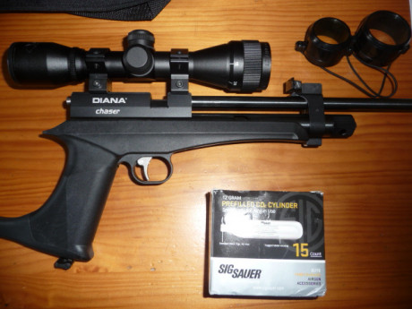 Vendo pistola-carabina marca Diana, co2, con su maletín y embalaje tal como vino de Blackrecon. Con ella 00