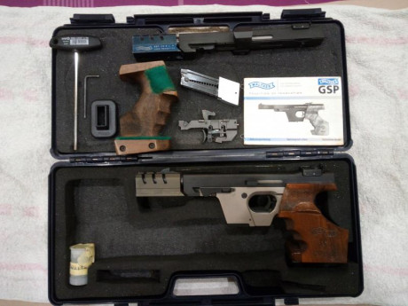 Vendo pistola de precisión WALTHER GSP EXPERT con dos carros, del calibre .22 y del calibre .32. Está 02