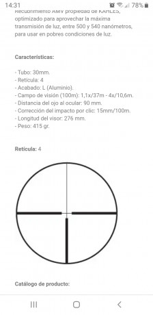 Visor de batida Kahles Helia C 1,1-4x24,  está en perfectas condiciones sin roces ni golpes.
Se encuentra 40