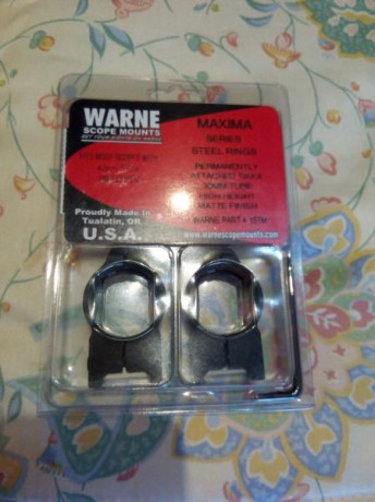 Vendo unas anillas Warne Maxima altas , fijas para carril Weaver ó Picatini , estan nuevas no han llegado 10