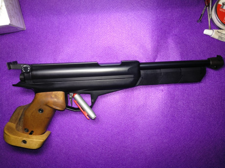 Hola,
vendo pistola FWB lp 80, esta en estupendas condiciones con apenas signos de uso, el pavonado  brillante 30