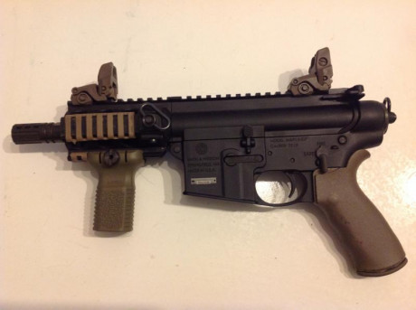 Se vende pistola S&W M&P 15/22 P cal. 22 Lr guiada en F con dos cargadores de 25 cartuchos y uno 10