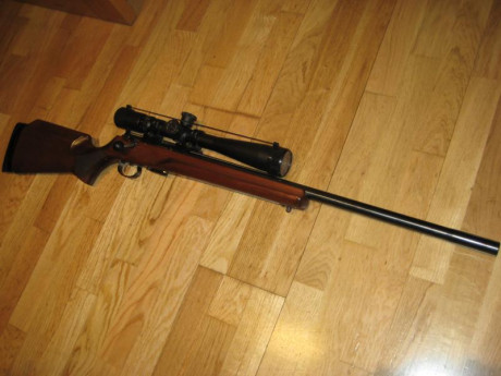 Anschutz 1517 D HB con culata beavertail.
Construida sobre una acción 64
Visor Müeller 8-32x44 con retícula 02