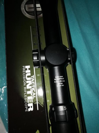 Visor bushnell elite tactical hunter Lrhs 4.5 18x44 retícula en primer grado focal modelo G2M. Con torretas 00