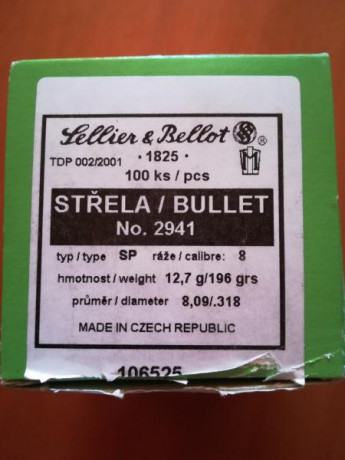 Vendo una caja completa de puntas (100 unidades) Sellier&Bellot SP 8X57JR de 196 grains (8 mm Mauser) 00