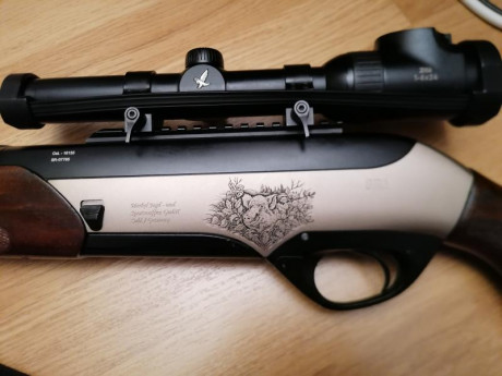 Hola.

Vendo un Merkel semiautomático, modelo de lujo JAGD ( costó casi 2.000 € ), en calibre 9,3x62. 00