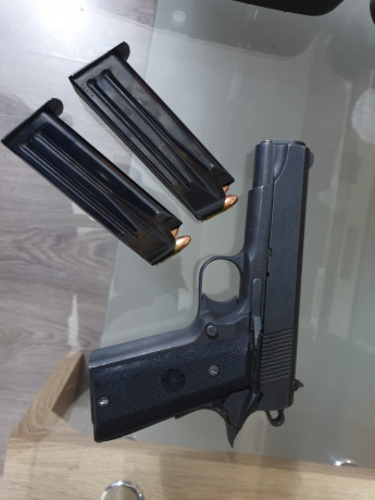 Vendo por no darle uso
 pistola llama max 2
2 cargadores  
Calibre 9pb 
Funciona perfectamente 
Esta en 01