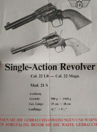 vendido retirar  revolver HS Mod. 21 S Cal.22 LR 22Magn. Cañon 5.5". Alza regulable en altura y deriva. 02