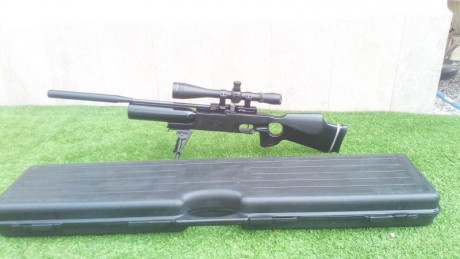 hola buenas se vende carabina fx royale 400 5.5 con regulador huma tarado a 80 b,comprada en Ayala en 51