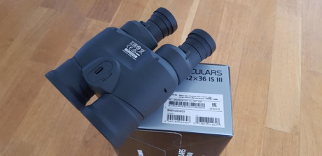 Vendo prismaticos Canon estabilizados de 12x36 III con poquisimo uso y en estado de reestreno con embalaje,estuche 11
