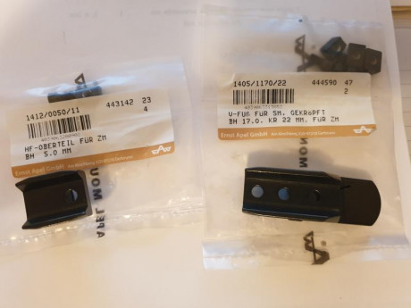 Se venden monturas Apel, pies sólo, bases no, especiales para visor de Carril marca Zeiss, altas, pletina 01