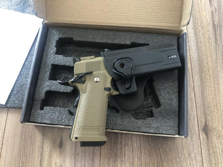 Pongo a la venta mi colt 1911 color arena de golder eagle, es el modelo hi-capa gas, totalmente nueva 00