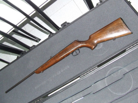 Buenas.
Hace ya tiempo llegó a mis manos una carabina monotiro Weuhrauch del 22lr
Lo unico que he conseguido 01